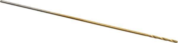 Hertel - 1/64" 135° High Speed Steel Jobber Drill - TiN Finish, Right Hand Cut, Spiral Flute, 3/4" OAL, Split Point - Eagle Tool & Supply