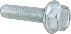Value Collection - 5/16-18 UNC, 1-1/4" Length Under Head, Hex Drive Flange Bolt - 1-1/4" Thread Length, Grade 5 Steel, Serrated Flange, Zinc-Plated Finish - Eagle Tool & Supply