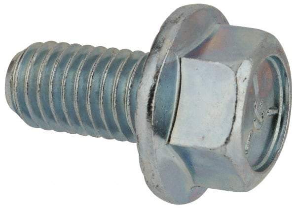 Value Collection - 1/2-13 UNC, 1" Length Under Head, Hex Drive Flange Bolt - 1" Thread Length, Grade 5 Steel, Serrated Flange, Zinc-Plated Finish - Eagle Tool & Supply