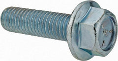 Value Collection - 1/2-13 UNC, 1-3/4" Length Under Head, Hex Drive Flange Bolt - 1-3/4" Thread Length, Grade 5 Steel, Serrated Flange, Zinc-Plated Finish - Eagle Tool & Supply