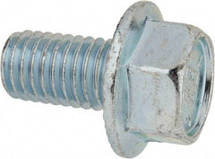Value Collection - 1/2-13 UNC, 7/8" Length Under Head, Hex Drive Flange Bolt - 7/8" Thread Length, Grade 5 Steel, Serrated Flange, Zinc-Plated Finish - Eagle Tool & Supply