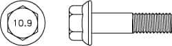 Value Collection - M6x1.00 Metric Coarse, 60mm Length Under Head, Hex Drive Flange Bolt - 20mm Thread Length, Grade 10.9 Alloy Steel, Smooth Flange, Phosphate & Oil Finish - Eagle Tool & Supply