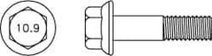 Value Collection - M6x1.00 Metric Coarse, 60mm Length Under Head, Hex Drive Flange Bolt - 20mm Thread Length, Grade 10.9 Alloy Steel, Smooth Flange, Phosphate & Oil Finish - Eagle Tool & Supply