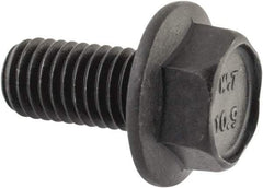 Value Collection - M10x1.50 Metric Coarse, 20mm Length Under Head, Hex Drive Flange Bolt - 20mm Thread Length, Grade 10.9 Alloy Steel, Smooth Flange, Phosphate & Oil Finish - Eagle Tool & Supply