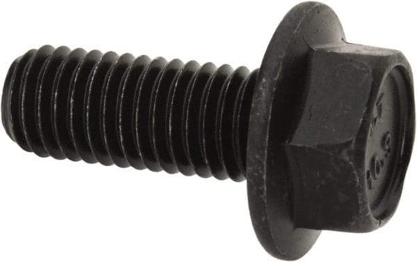 Value Collection - M10x1.50 Metric Coarse, 25mm Length Under Head, Hex Drive Flange Bolt - 25mm Thread Length, Grade 10.9 Alloy Steel, Smooth Flange, Phosphate & Oil Finish - Eagle Tool & Supply
