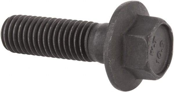 Value Collection - M12x1.75 Metric Coarse, 40mm Length Under Head, Hex Drive Flange Bolt - 40mm Thread Length, Grade 10.9 Alloy Steel, Smooth Flange, Phosphate & Oil Finish - Eagle Tool & Supply