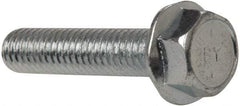 Value Collection - 5/16-18 UNC, 1-1/2" Length Under Head, Hex Drive Flange Bolt - 1-1/2" Thread Length, Grade 8 Steel, Serrated Flange, Zinc-Plated Finish - Eagle Tool & Supply