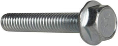 Value Collection - 5/16-18 UNC, 1-3/4" Length Under Head, Hex Drive Flange Bolt - 1-3/4" Thread Length, Grade 8 Steel, Serrated Flange, Zinc-Plated Finish - Eagle Tool & Supply