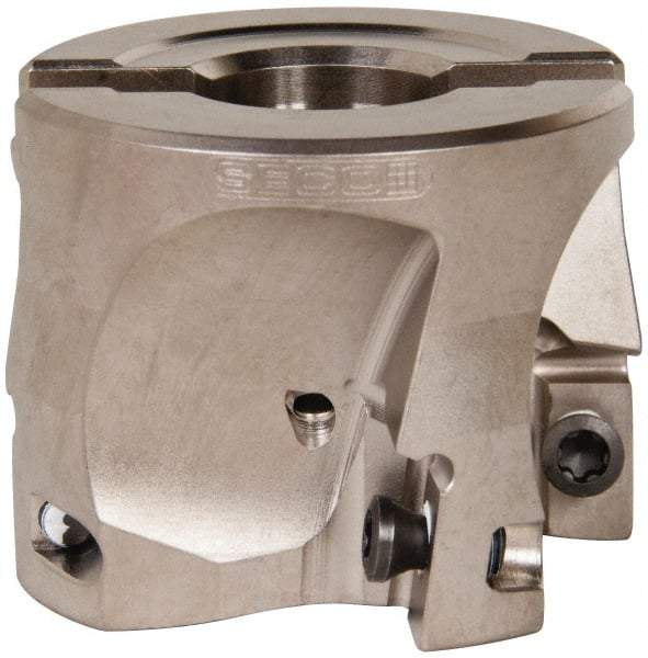 Seco - 4 Inserts, 2" Cut Diam, 3/4" Arbor Diam, 0.669" Max Depth of Cut, Indexable Square-Shoulder Face Mill - 0/90° Lead Angle, 1.575" High, XO.X 1806.. Insert Compatibility, Through Coolant, Series Power Turbo - Eagle Tool & Supply