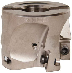 Seco - 4 Inserts, 2" Cut Diam, 3/4" Arbor Diam, 0.669" Max Depth of Cut, Indexable Square-Shoulder Face Mill - 0/90° Lead Angle, 1.575" High, XO.X 1806.. Insert Compatibility, Through Coolant, Series Power Turbo - Eagle Tool & Supply