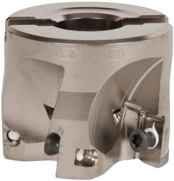 Seco - 5 Inserts, 2" Cut Diam, 3/4" Arbor Diam, 0.669" Max Depth of Cut, Indexable Square-Shoulder Face Mill - 0/90° Lead Angle, 1.575" High, XO.X 1806.. Insert Compatibility, Through Coolant, Series Power Turbo - Eagle Tool & Supply