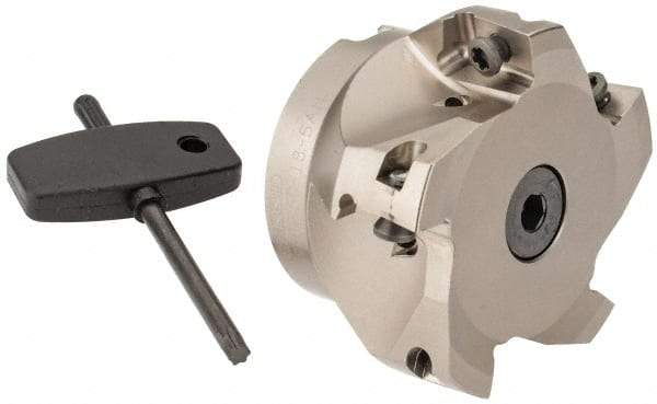 Seco - 5 Inserts, 2-1/2" Cut Diam, 3/4" Arbor Diam, 0.669" Max Depth of Cut, Indexable Square-Shoulder Face Mill - 0/90° Lead Angle, 1.575" High, XO.X 1806.. Insert Compatibility, Through Coolant, Series Power Turbo - Eagle Tool & Supply