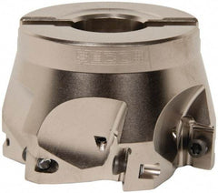 Seco - 6 Inserts, 3" Cut Diam, 1" Arbor Diam, 0.669" Max Depth of Cut, Indexable Square-Shoulder Face Mill - 0/90° Lead Angle, 1.969" High, XO.X 1806.. Insert Compatibility, Through Coolant, Series Power Turbo - Eagle Tool & Supply