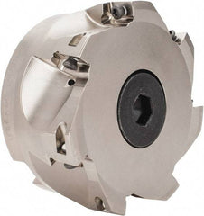Seco - 7 Inserts, 4" Cut Diam, 1" Arbor Diam, 0.669" Max Depth of Cut, Indexable Square-Shoulder Face Mill - 0/90° Lead Angle, 1.969" High, XO.X 1806.. Insert Compatibility, Through Coolant, Series Power Turbo - Eagle Tool & Supply