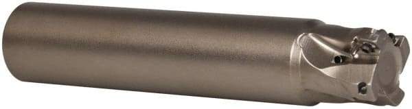 Seco - 3/4" Cut Diam, 0.197" Max Depth of Cut, 3/4" Shank Diam, 3.937" OAL, Indexable Square Shoulder End Mill - XO.X 0602 Inserts, Cylindrical Shank, 90° Lead Angle, Through Coolant, Series Nano Turbo - Eagle Tool & Supply