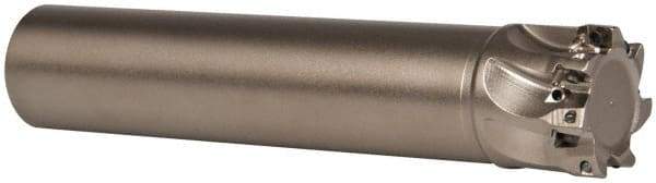 Seco - 1" Cut Diam, 0.197" Max Depth of Cut, 1" Shank Diam, 4.528" OAL, Indexable Square Shoulder End Mill - XO.X 0602 Inserts, Cylindrical Shank, 90° Lead Angle, Through Coolant, Series Nano Turbo - Eagle Tool & Supply