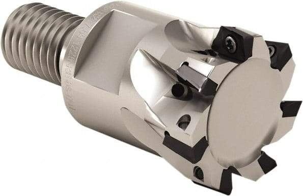 Seco - 25mm Cut Diam, 5mm Max Depth of Cut, 30mm OAL, Indexable Square Shoulder End Mill - XO.. 0602 Inserts, M12 Modular Connection, 90° Lead Angle, Through Coolant, Series Nano Turbo - Eagle Tool & Supply