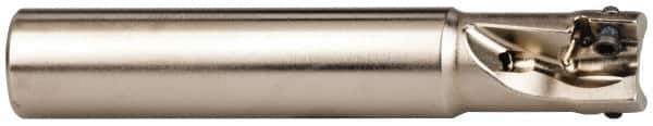 Seco - 3/8" Cut Diam, 0.197" Max Depth of Cut, 3/8" Shank Diam, 2.165" OAL, Indexable Square Shoulder End Mill - XO.X 0602 Inserts, Cylindrical Shank, 90° Lead Angle, Through Coolant, Series Nano Turbo - Eagle Tool & Supply