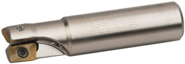 Seco - 3/4" Cut Diam, 0.433" Max Depth of Cut, 3/4" Shank Diam, 3.38" OAL, Indexable Square Shoulder End Mill - XO.X 1204.. Inserts, Weldon Shank, 90° Lead Angle, Through Coolant, Series Super Turbo - Eagle Tool & Supply