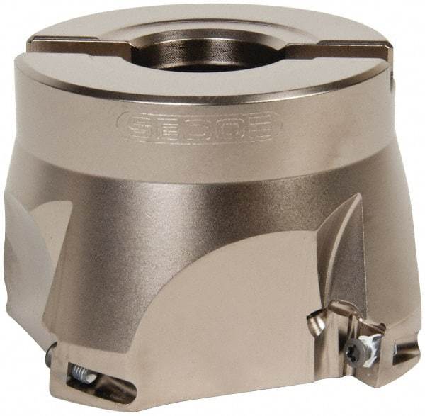 Seco - 4 Inserts, 3" Cut Diam, 1" Arbor Diam, 0.433" Max Depth of Cut, Indexable Square-Shoulder Face Mill - 0/90° Lead Angle, 2" High, XO.X 1204.. Insert Compatibility, Through Coolant, Series Super Turbo - Eagle Tool & Supply