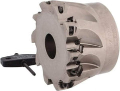 Seco - 10 Inserts, 3" Cut Diam, 1" Arbor Diam, 0.433" Max Depth of Cut, Indexable Square-Shoulder Face Mill - 0/90° Lead Angle, 2" High, XO.X 1204.. Insert Compatibility, Through Coolant, Series Super Turbo - Eagle Tool & Supply