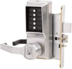 Kaba Access - Combination Entry Lever Lockset with Key Override - 2-3/4" Back Set, No Cylinder, Zamak3, Satin Chrome Finish - Eagle Tool & Supply