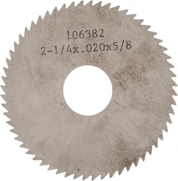 Made in USA - 2-1/4" Diam x 0.02" Blade Thickness x 5/8" Arbor Hole Diam, 60 Tooth Slitting and Slotting Saw - Arbor Connection, Solid Carbide, Concave Ground - Eagle Tool & Supply