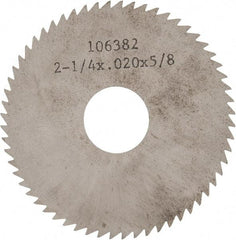 Made in USA - 2-1/4" Diam x 0.02" Blade Thickness x 5/8" Arbor Hole Diam, 60 Tooth Slitting and Slotting Saw - Arbor Connection, Solid Carbide, Concave Ground - Eagle Tool & Supply