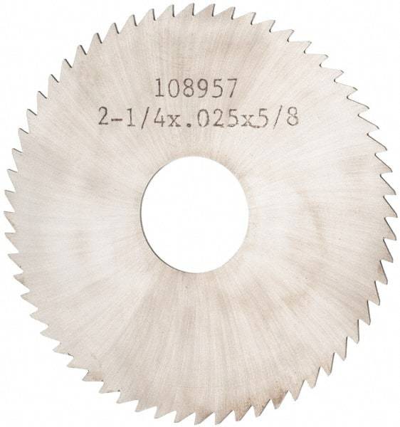 Made in USA - 2-1/4" Diam x 0.025" Blade Thickness x 5/8" Arbor Hole Diam, 60 Tooth Slitting and Slotting Saw - Arbor Connection, Solid Carbide, Concave Ground - Eagle Tool & Supply