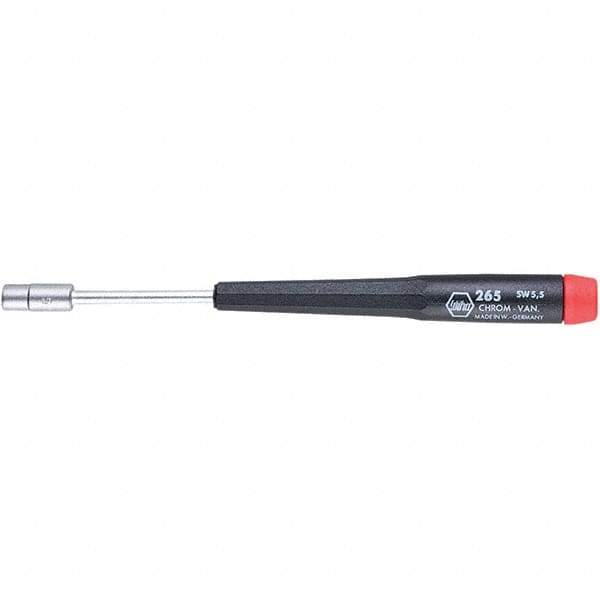 Wiha - 5.5mm Solid Shaft Precision Nutdriver - Cushion Grip Handle, 6-11/16" OAL - Eagle Tool & Supply