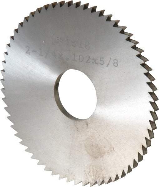 Made in USA - 2-1/4" Diam x 0.102" Blade Thickness x 5/8" Arbor Hole Diam, 60 Tooth Slitting and Slotting Saw - Arbor Connection, Solid Carbide, Concave Ground - Eagle Tool & Supply