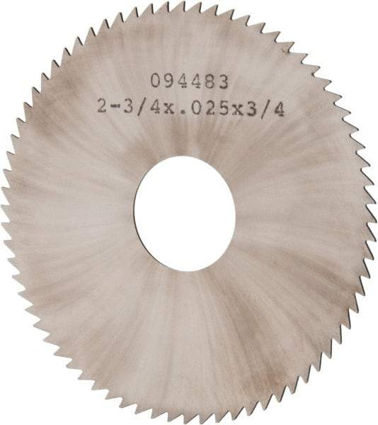 Made in USA - 2-3/4" Diam x 0.025" Blade Thickness x 3/4" Arbor Hole Diam, 72 Tooth Slitting and Slotting Saw - Arbor Connection, Solid Carbide, Concave Ground - Eagle Tool & Supply