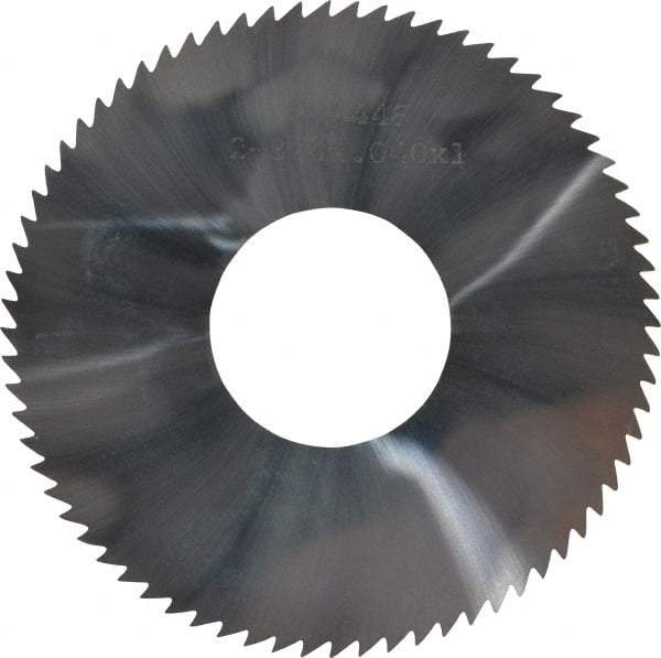 Made in USA - 2-3/4" Diam x 0.04" Blade Thickness x 1" Arbor Hole Diam, 72 Tooth Slitting and Slotting Saw - Arbor Connection, Solid Carbide, Concave Ground - Eagle Tool & Supply