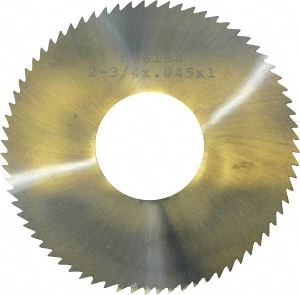 Made in USA - 2-3/4" Diam x 0.045" Blade Thickness x 1" Arbor Hole Diam, 72 Tooth Slitting and Slotting Saw - Arbor Connection, Solid Carbide, Concave Ground - Eagle Tool & Supply