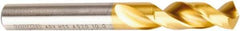 DORMER - 0.2913" 130° Spiral Flute High Speed Steel Screw Machine Drill Bit - TiN Finish, Right Hand Cut, 34mm Flute Length, 74mm OAL, ADX Point, Straight Shank - Eagle Tool & Supply