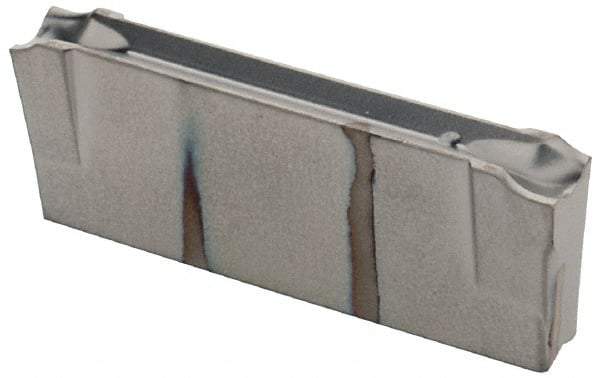 Iscar - DGR JS IC308 Grade, 0.122" Cutting Width, Carbide Cutoff Insert - 15° Right Hand Lead Angle, 0.0008" Cnr Rad, TiCN Coated, Double End - Eagle Tool & Supply