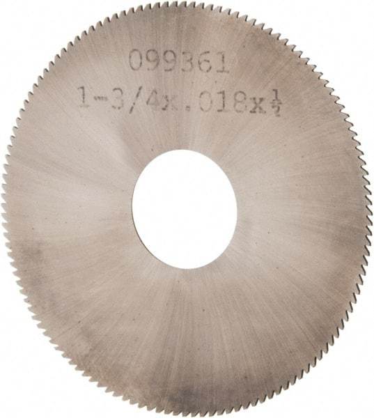 Made in USA - 1-3/4" Diam x 0.018" Blade Thickness, 1/2" Arbor Hole Diam, 130 Teeth, Solid Carbide, Jeweler's Saw - Uncoated - Eagle Tool & Supply