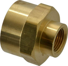 Parker - 3/4 x 3/8 Female Thread, Brass Industrial Pipe Coupling - FNPTF, 1,000 psi - Eagle Tool & Supply