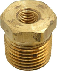 Parker - 1/2 Male Thread x 1/8 Female Thread, Brass Industrial Pipe Hex Bushing - MNPTF x FNPTF, 1,000 psi - Eagle Tool & Supply
