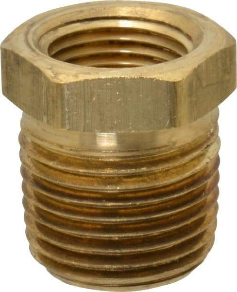 Parker - 1/2 Male Thread x 3/8 Female Thread, Brass Industrial Pipe Hex Bushing - MNPTF x FNPTF, 1,000 psi - Eagle Tool & Supply