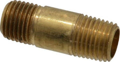 Parker - 1/4 Male Thread, Brass Industrial Pipe Long Nipple - MNPTF, 1,000 psi - Eagle Tool & Supply