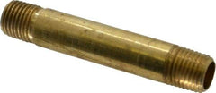 Parker - 1/4 Male Thread, Brass Industrial Pipe Long Nipple - MNPTF, 1,000 psi - Eagle Tool & Supply