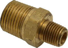 Parker - 1/2 x 1/4 Male Thread, Brass Industrial Pipe Hex Nipple - MNPTF, 1,000 psi - Eagle Tool & Supply