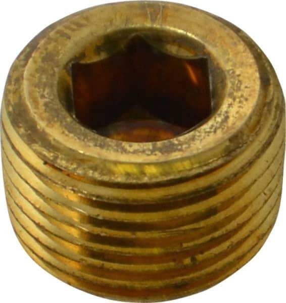 Parker - 3/8 Male Thread, Brass Industrial Pipe Hollow Hex Plug - MNPTF, 1,000 psi - Eagle Tool & Supply