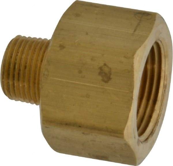 Parker - 3/8 Male Thread x 3/4 Female Thread, Brass Industrial Pipe Adapter - MNPTF x FNPTF, 1,000 psi - Eagle Tool & Supply