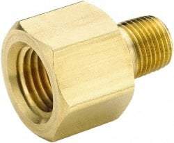 Parker - 1/4 Male Thread x 3/8 Female Thread, Brass Industrial Pipe Adapter - MNPTF x FNPTF, 1,000 psi - Eagle Tool & Supply