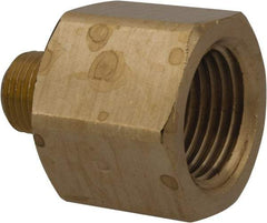 Parker - 1/8 Male Thread x 3/8 Female Thread, Brass Industrial Pipe Adapter - MNPTF x FNPTF, 1,000 psi - Eagle Tool & Supply