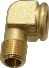 Parker - 3/8 Male Thread x 3/8 Female Thread, Brass Industrial Pipe 90° Street Elbow - MNPTF x FNPTF, 1,000 psi - Eagle Tool & Supply