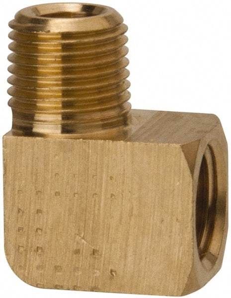 Parker - 1/8 Male Thread x 1/8 Female Thread, Brass Industrial Pipe 90° Street Elbow - MNPTF x FNPTF, 1,000 psi - Eagle Tool & Supply