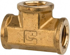 Parker - 1/4 Female Thread, Brass Industrial Pipe Female Tee - FNPTF, 1,000 psi - Eagle Tool & Supply